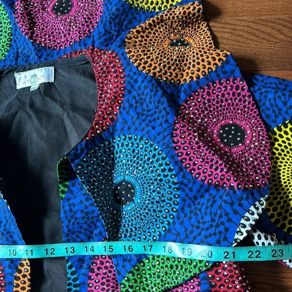 Kweenzyafrik Vintage Luxury Ankara Multi patterned  studded cape open jacket - Picture 12 of 17